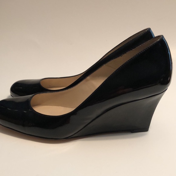 L. K. Bennett London Black Patient Leather Wedge Size 39 - Picture 5 of 9